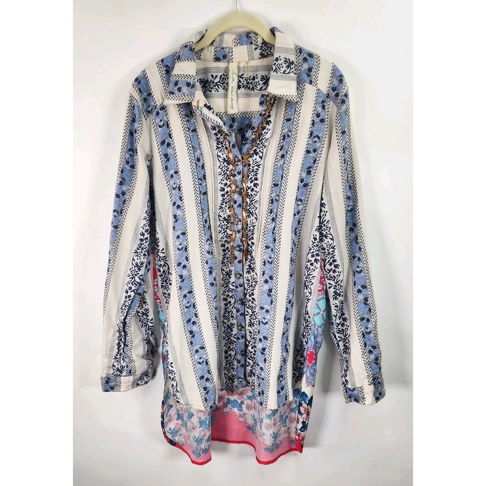 Aratta Silent Journey Top Women's M Floral Embroidered Ruffle Blouse